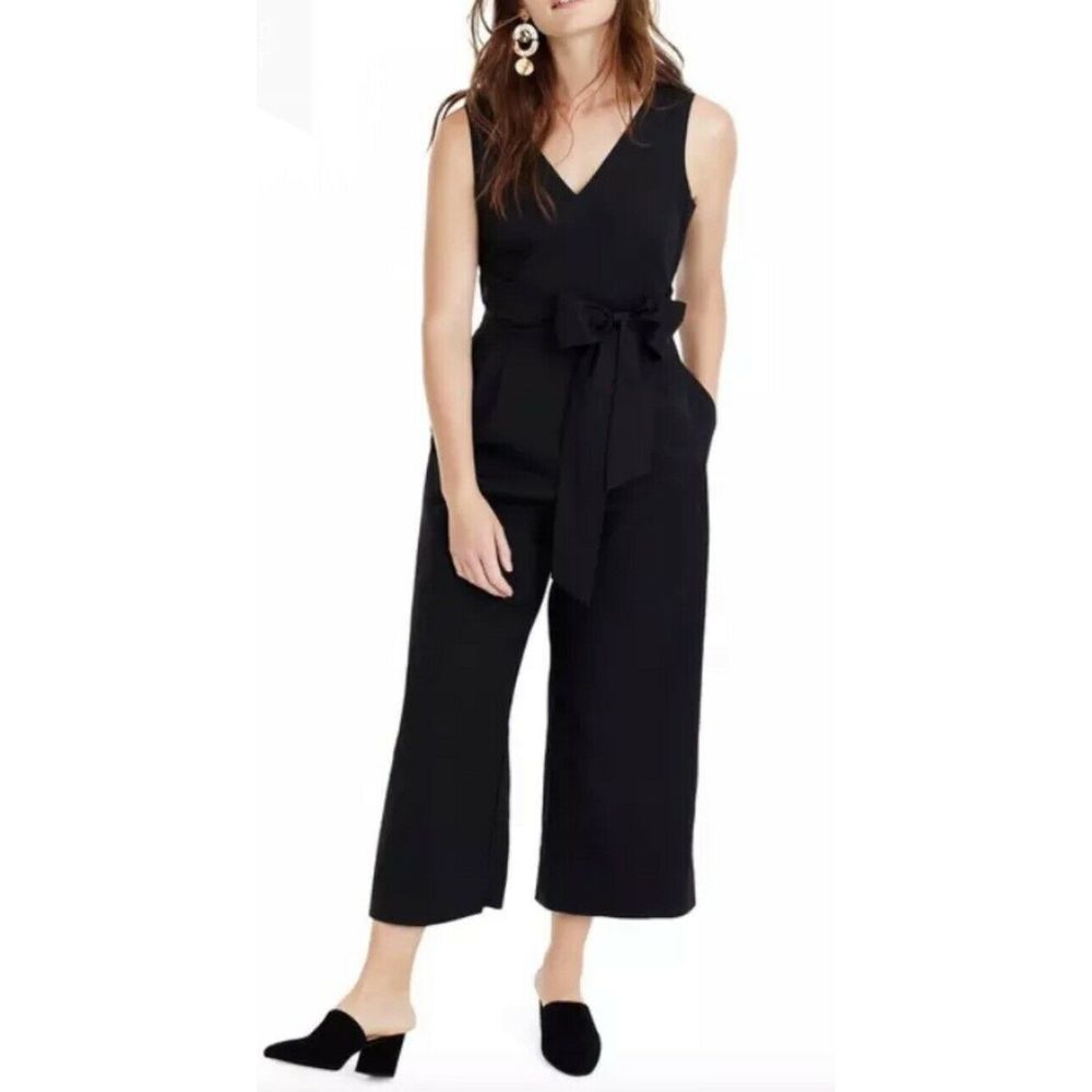 J.Crew NWT Wrap Poplin Wideleg Black Jumpsuit